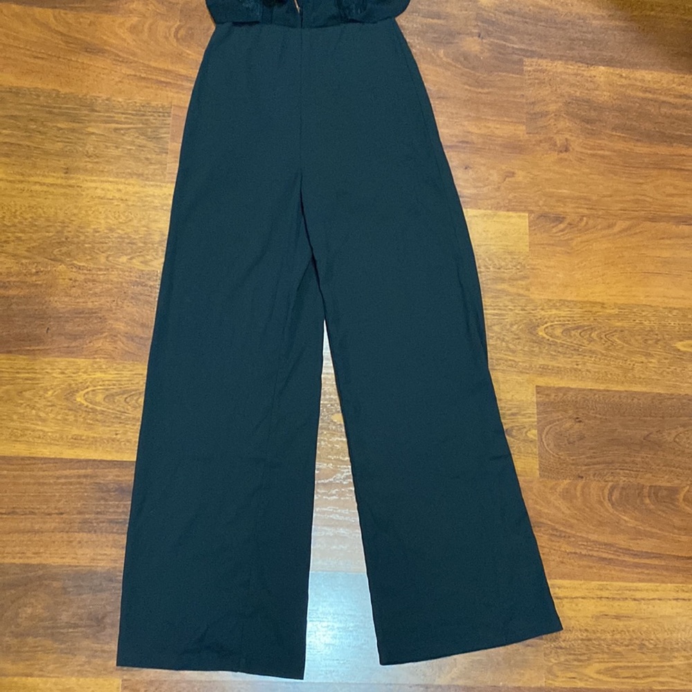Black Ruffle Top Jumpsuit - Picture 4 of 5